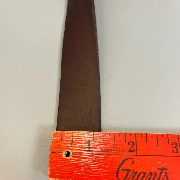 Frye Dark Brown Leather Belt D Ring Brass Buckle Rodeo Belt Size Small 28-34 - Picture 3 of 12